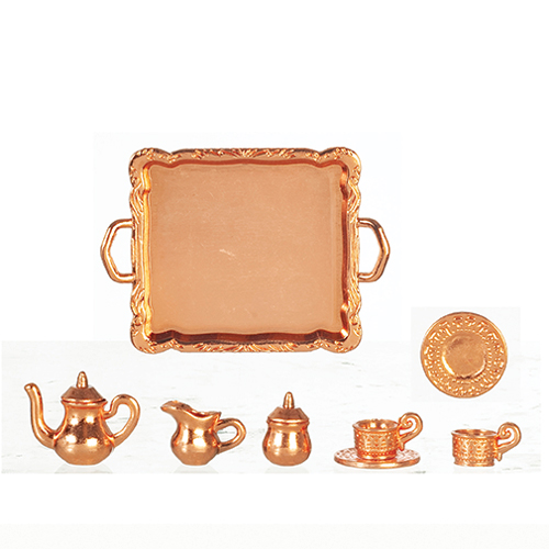 Copper Tea Set On Tray